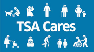 TSA Cares logo depicting drawings of people with various disabilities